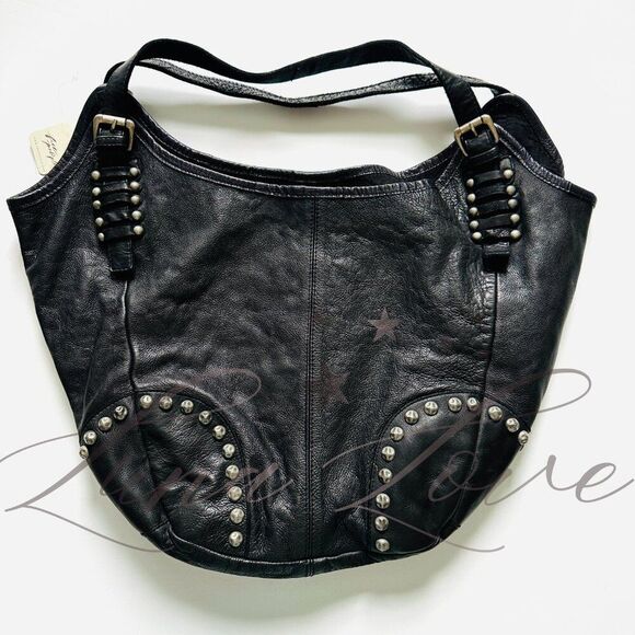 FREE PEOPLE Bushwick Leather Studded Tote In Black NWT - Picture 2 of 10